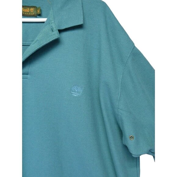 Timberland Weathergear Polo Shirt Mens XL Green Teal Short Sleeve Logo‎ Collar - Picture 3 of 9